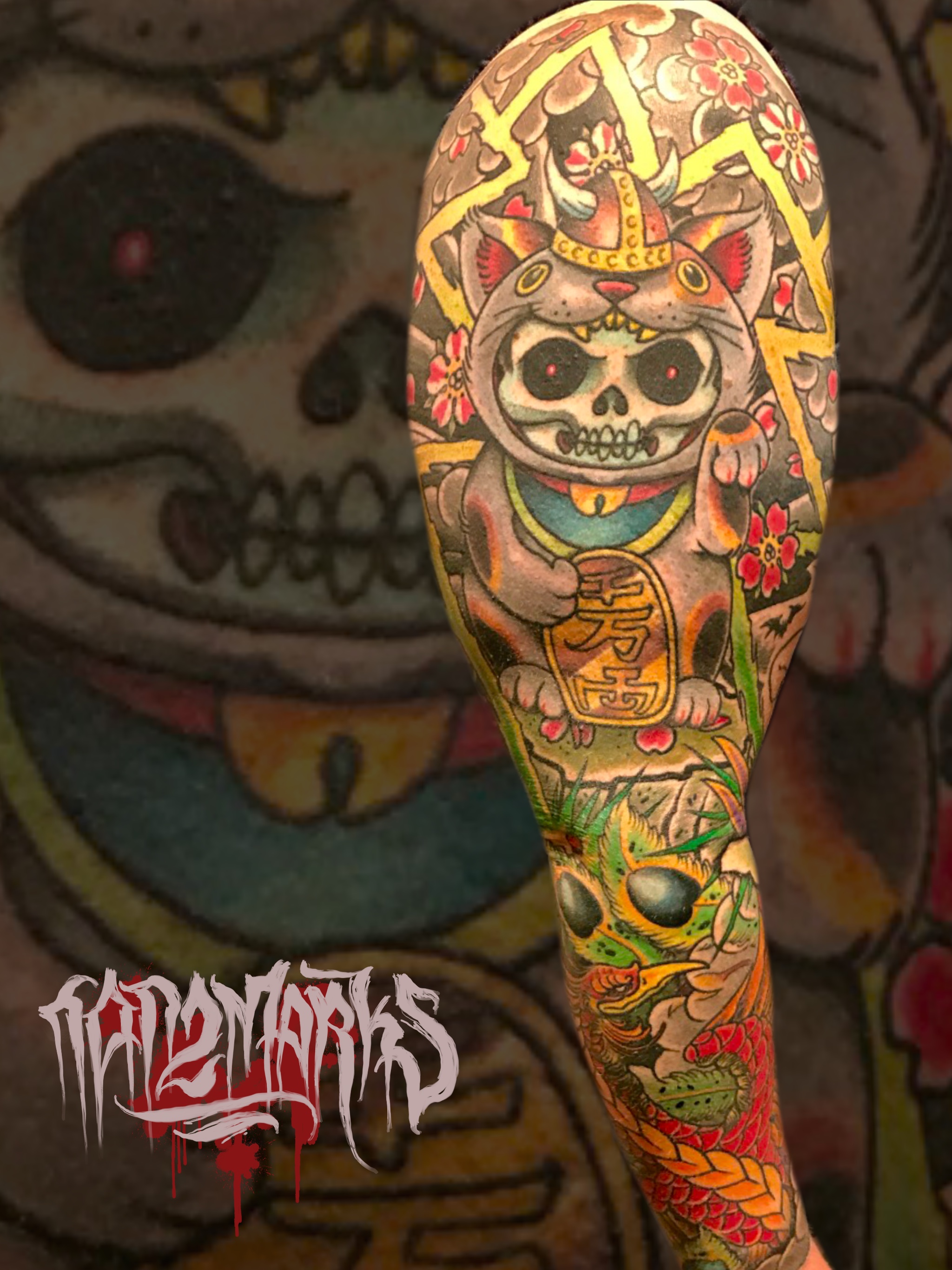 American Traditional, Japanese, Color tattoo by Mark Fernandez